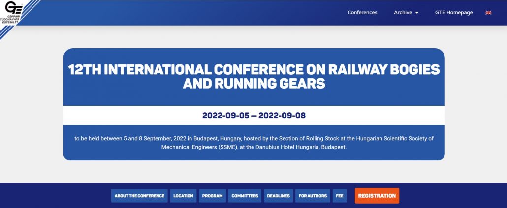 12TH INTERNATIONAL CONFERENCE ON RAILWAY BOGIES AND RUNNING GEARS