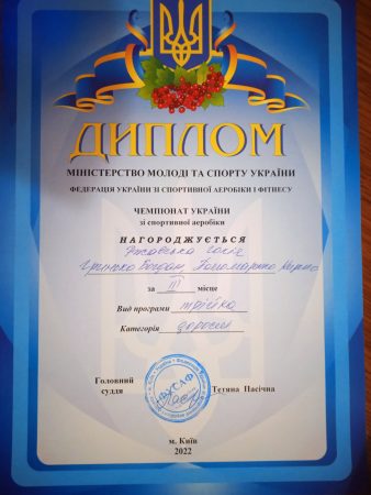 Чемпіонат України зі спортивної аеробіки, 02-05.11.2022, м Київ.