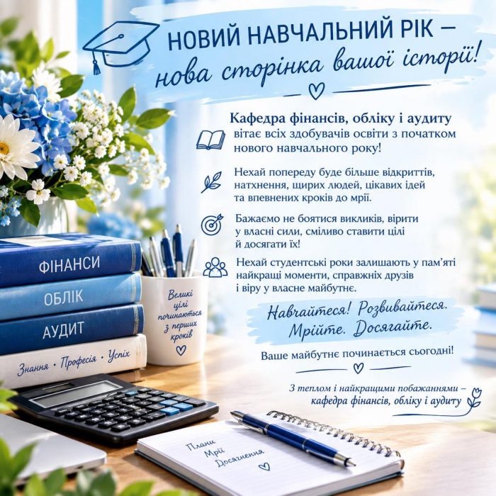 Кафедра фінансів, обліку і аудиту вітає з початком навчального року!!!